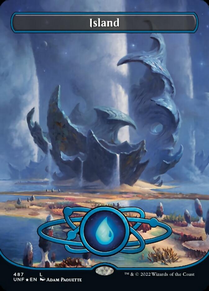 Island (487) (Planetary Space-ic Land) (Galaxy Foil) [Unfinity] | Good Games Cannington