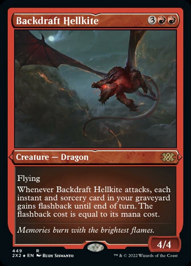 Backdraft Hellkite (Foil Etched) [Double Masters 2022] | Good Games Cannington