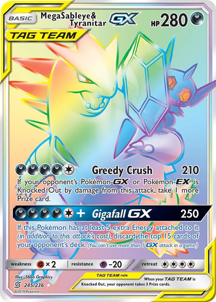 Mega Sableye and Tyranitar GX Secret 245/236 (SM - Unified Minds)  - Holofoil | Good Games Cannington