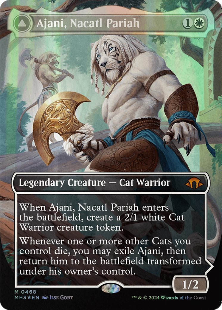 Ajani, Nacatl Pariah // Ajani, Nacatl Avenger (Borderless) (Textured Foil) [Modern Horizons 3] | Good Games Cannington