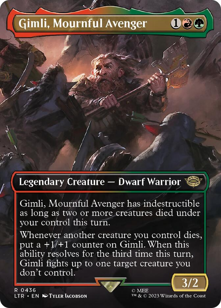 Gimli, Mournful Avenger (Borderless Alternate Art) [The Lord of the Rings: Tales of Middle-Earth] | Good Games Cannington