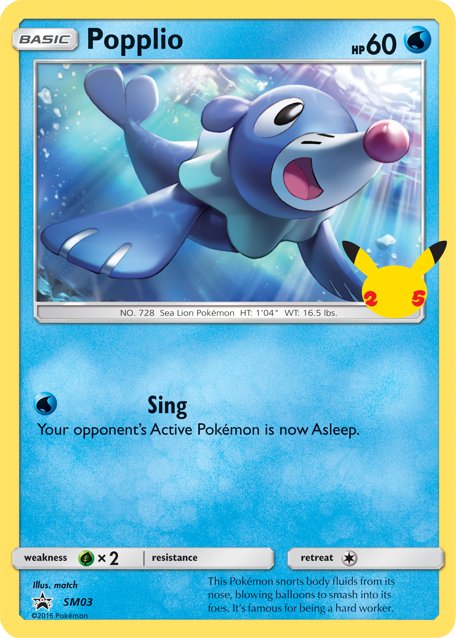 Popplio (SM03) (Jumbo Card) [First Partner Pack] | Good Games Cannington