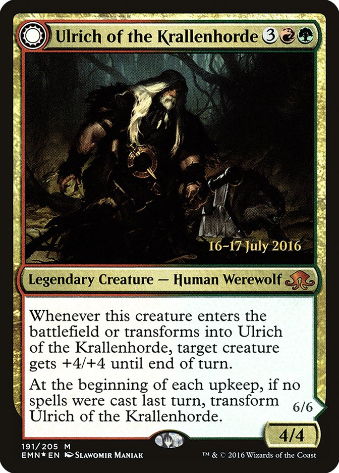Ulrich of the Krallenhorde // Ulrich, Uncontested Alpha [Eldritch Moon Prerelease Promos] | Good Games Cannington
