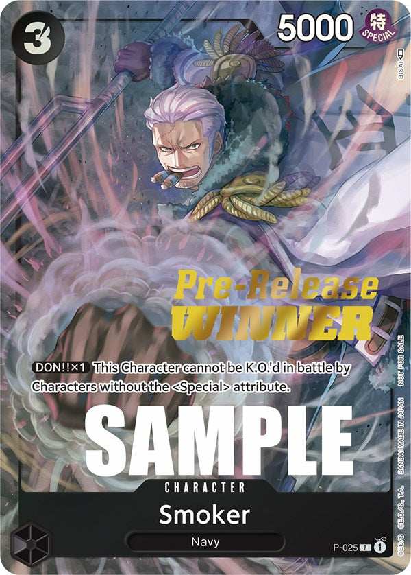 Smoker (Pre-Release) [Winner] [One Piece Promotion Cards] | Good Games Cannington
