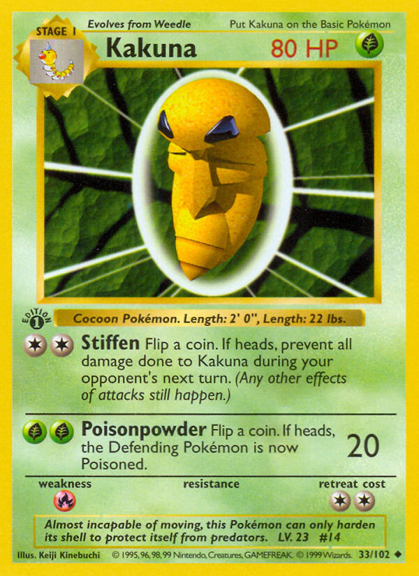 Kakuna (33/102) (Shadowless) [Base Set 1st Edition] | Good Games Cannington