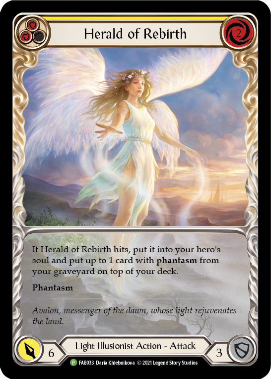 Herald of Rebirth (Yellow) [FAB033] (Promo)  Rainbow Foil | Good Games Cannington