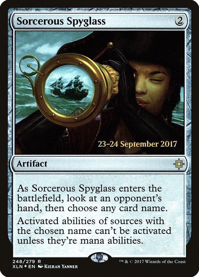 Sorcerous Spyglass [Ixalan Prerelease Promos] | Good Games Cannington