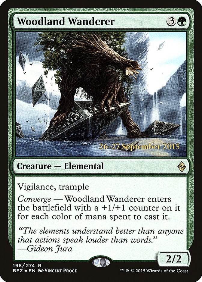 Woodland Wanderer [Battle for Zendikar Prerelease Promos] | Good Games Cannington