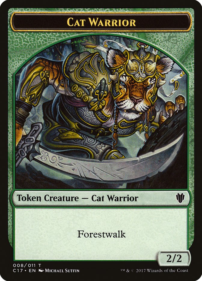 Cat Warrior (008) // Rat (003) Double-Sided Token [Commander 2017 Tokens] | Good Games Cannington