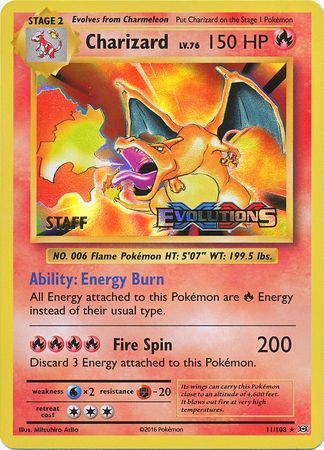 Charizard (11/108) (XY Evolutions Staff Prerelease) [XY: Black Star Promos] | Good Games Cannington