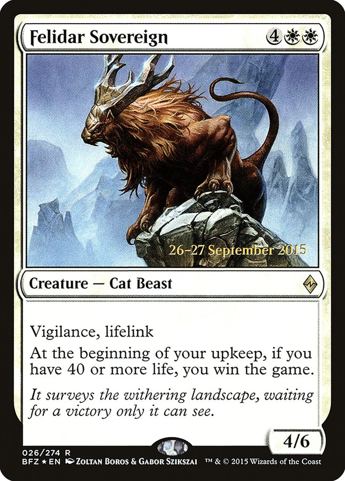 Felidar Sovereign [Battle for Zendikar Prerelease Promos] | Good Games Cannington