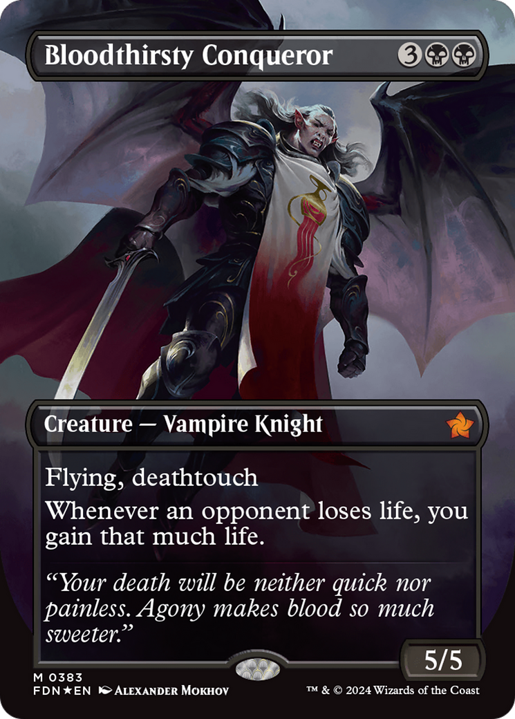 Bloodthirsty Conqueror (Borderless) (Mana Foil) [Foundations] | Good Games Cannington