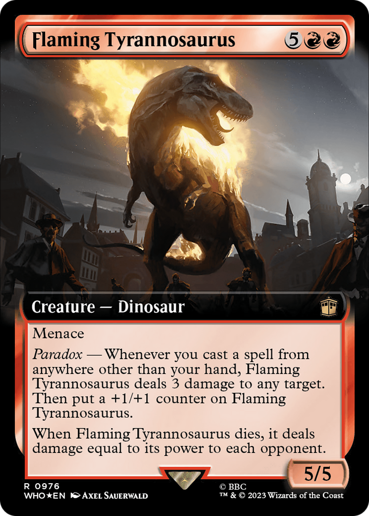 Flaming Tyrannosaurus (Extended Art) (Surge Foil) [Doctor Who] | Good Games Cannington