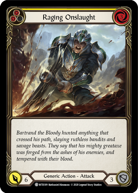 Raging Onslaught (Yellow) [U-WTR189] (Welcome to Rathe Unlimited)  Unlimited Rainbow Foil | Good Games Cannington