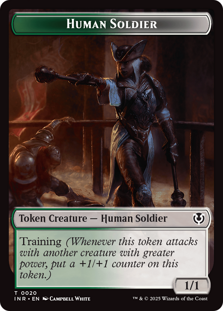 Human Soldier (0020) // Emblem - Tamiyo, Field Researcher Double-Sided Token [Innistrad Remastered Tokens] | Good Games Cannington