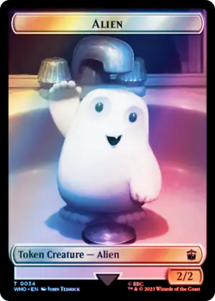 Alien // Alien Warrior Double-Sided Token (Surge Foil) [Doctor Who Tokens] | Good Games Cannington