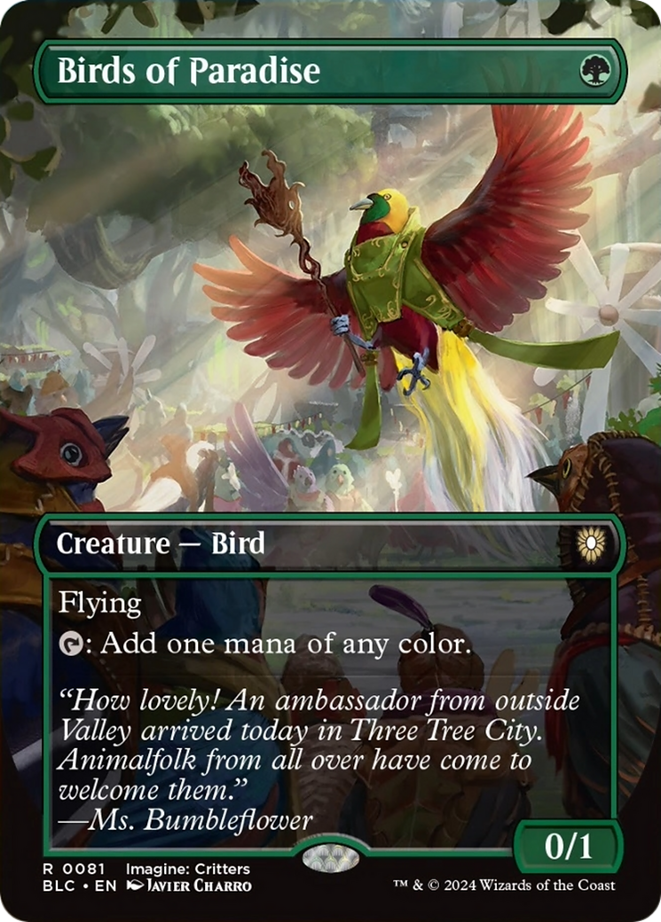 Birds of Paradise (Borderless) [Bloomburrow Commander] | Good Games Cannington
