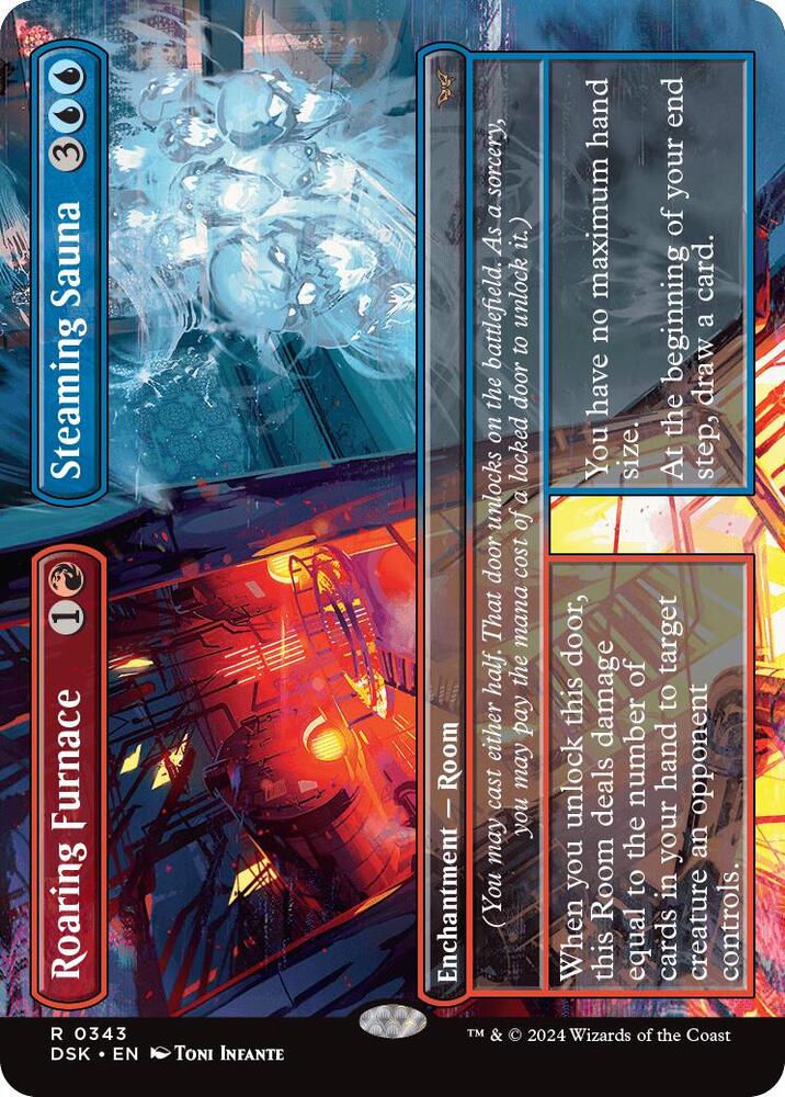 Roaring Furnace // Steaming Sauna 343 (Duskmourn: House of Horror)  - Borderless Foil | Good Games Cannington
