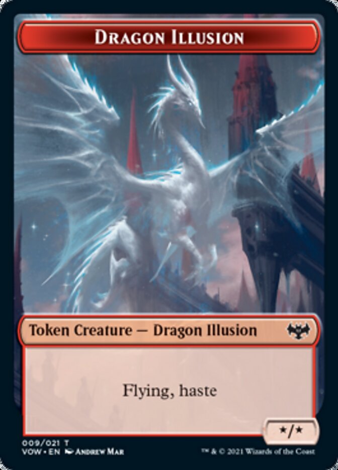 Blood // Dragon Illusion Double-Sided Token [Innistrad: Crimson Vow Tokens] | Good Games Cannington