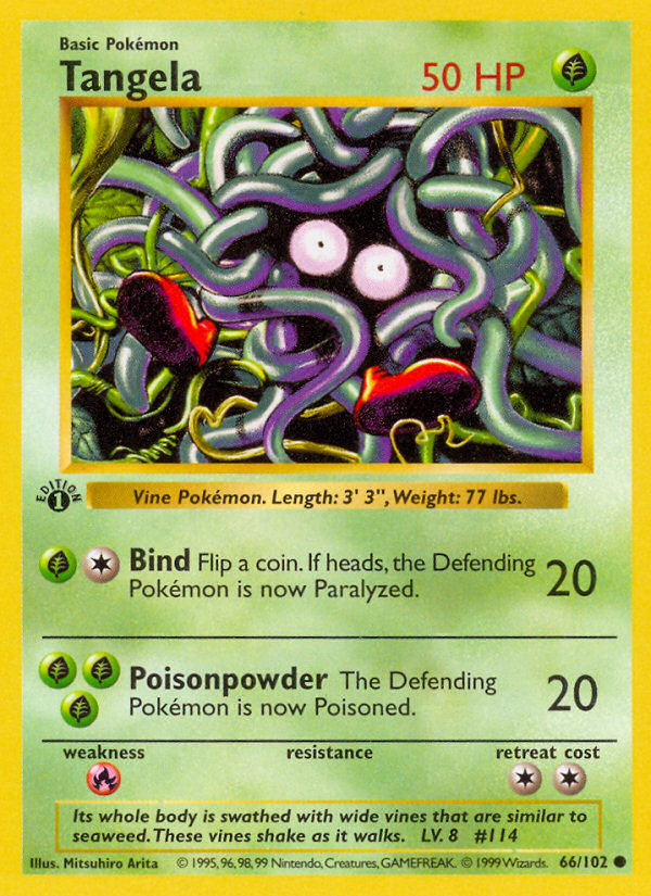 Tangela (66/102) (Shadowless) [Base Set 1st Edition] | Good Games Cannington