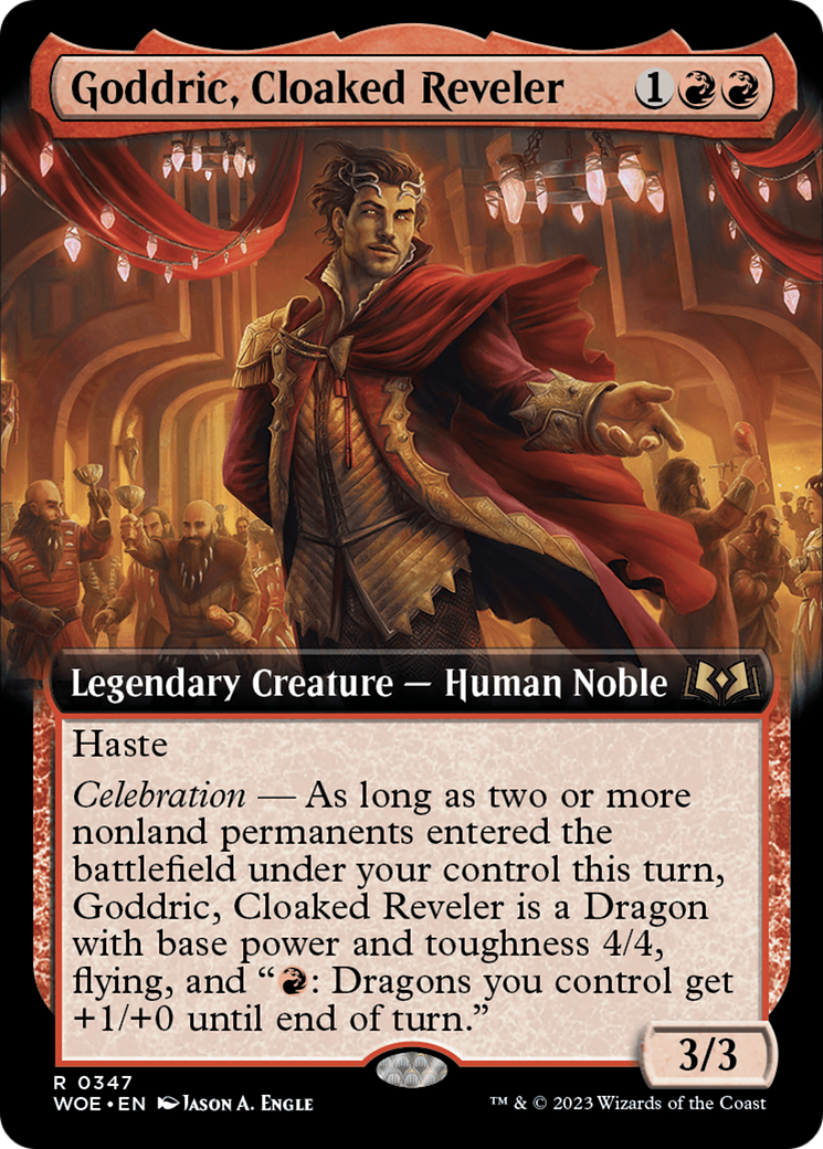 Goddric, Cloaked Reveler (Extended Art) [Wilds of Eldraine] | Good Games Cannington
