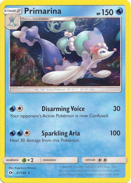Primarina (41/149) (Water Web Holo) [Sun & Moon: Base Set] | Good Games Cannington