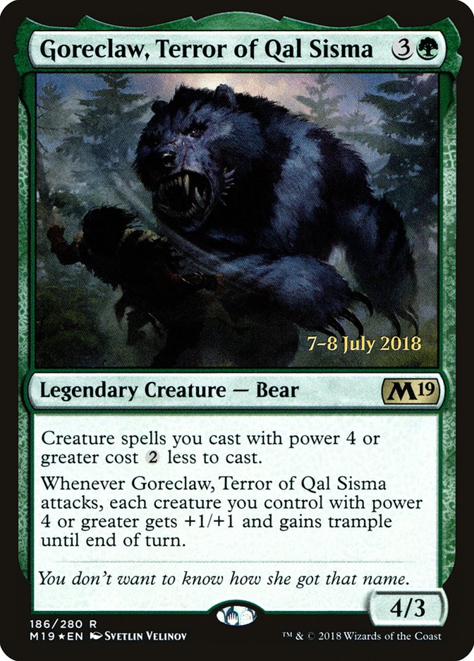 Goreclaw, Terror of Qal Sisma [Core Set 2019 Prerelease Promos] | Good Games Cannington