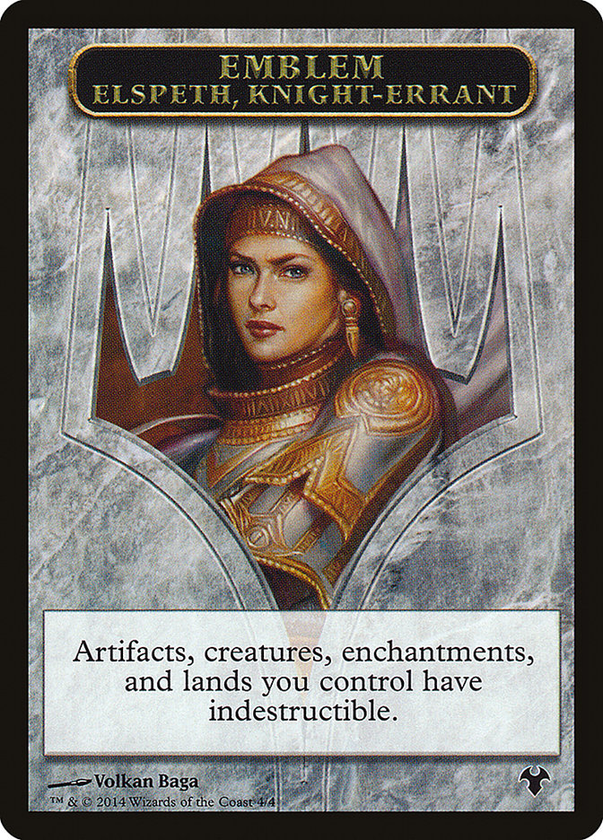 Emblem - Elspeth, Knight-Errant // Soldier Double-Sided Token [Modern Event Deck 2014 Tokens] | Good Games Cannington