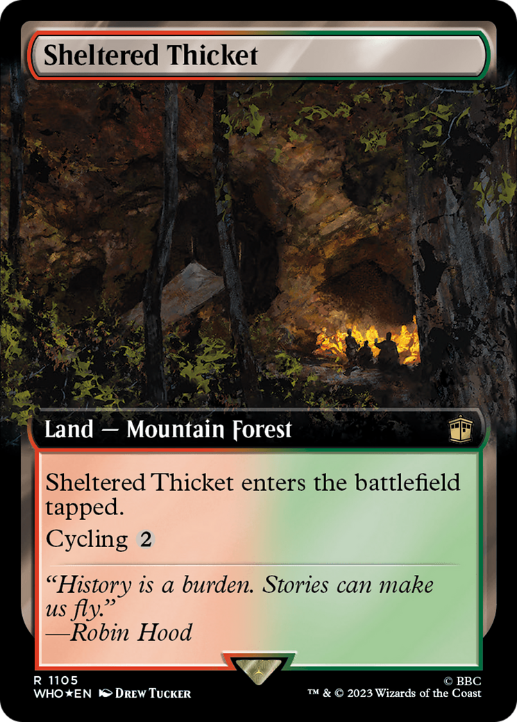 Sheltered Thicket (Extended Art) (Surge Foil) [Doctor Who] | Good Games Cannington