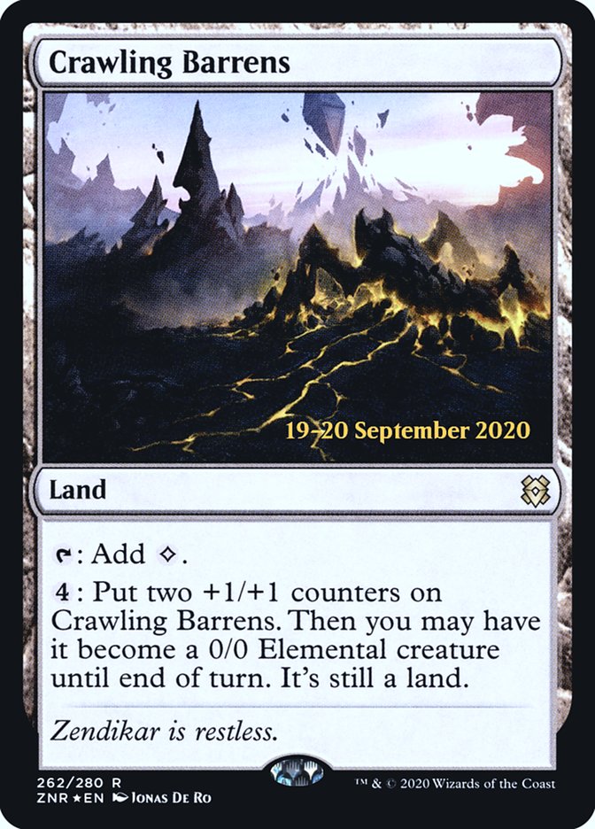 Crawling Barrens [Zendikar Rising Prerelease Promos] | Good Games Cannington