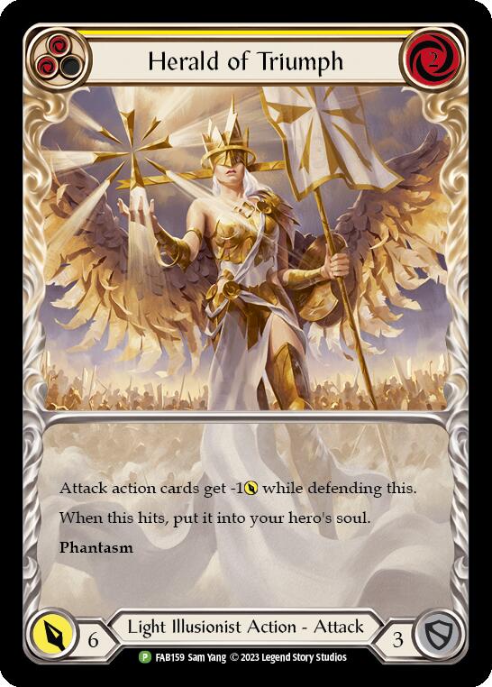 Herald of Triumph (Yellow) [FAB159] (Promo)  Rainbow Foil | Good Games Cannington