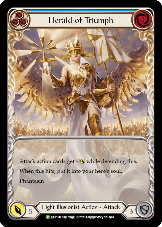 Herald of Triumph (Blue) [FAB160] (Promo)  Rainbow Foil | Good Games Cannington