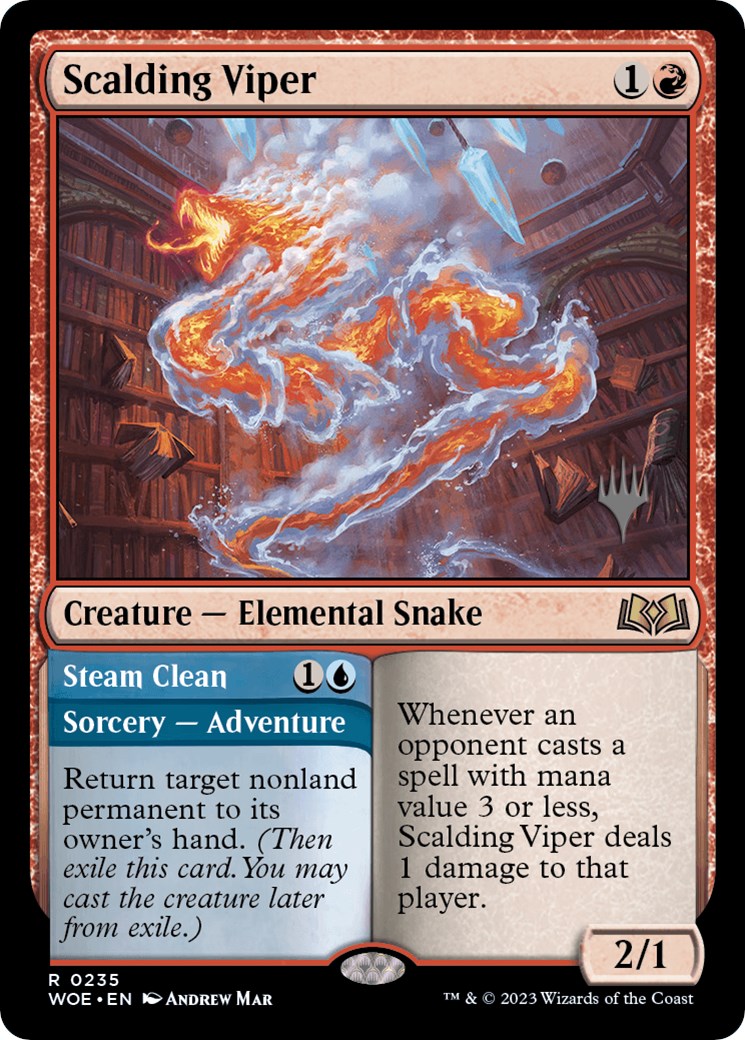 Scalding Viper // Steam Clean (Promo Pack) [Wilds of Eldraine Promos] | Good Games Cannington