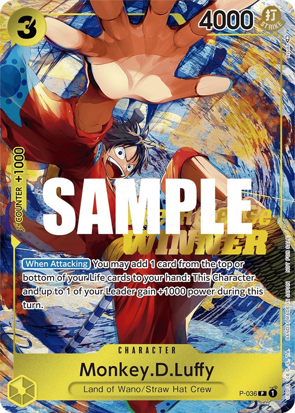 Monkey.D.Luffy (Pre-Release Tournament) [Winner] [One Piece Promotion Cards] | Good Games Cannington