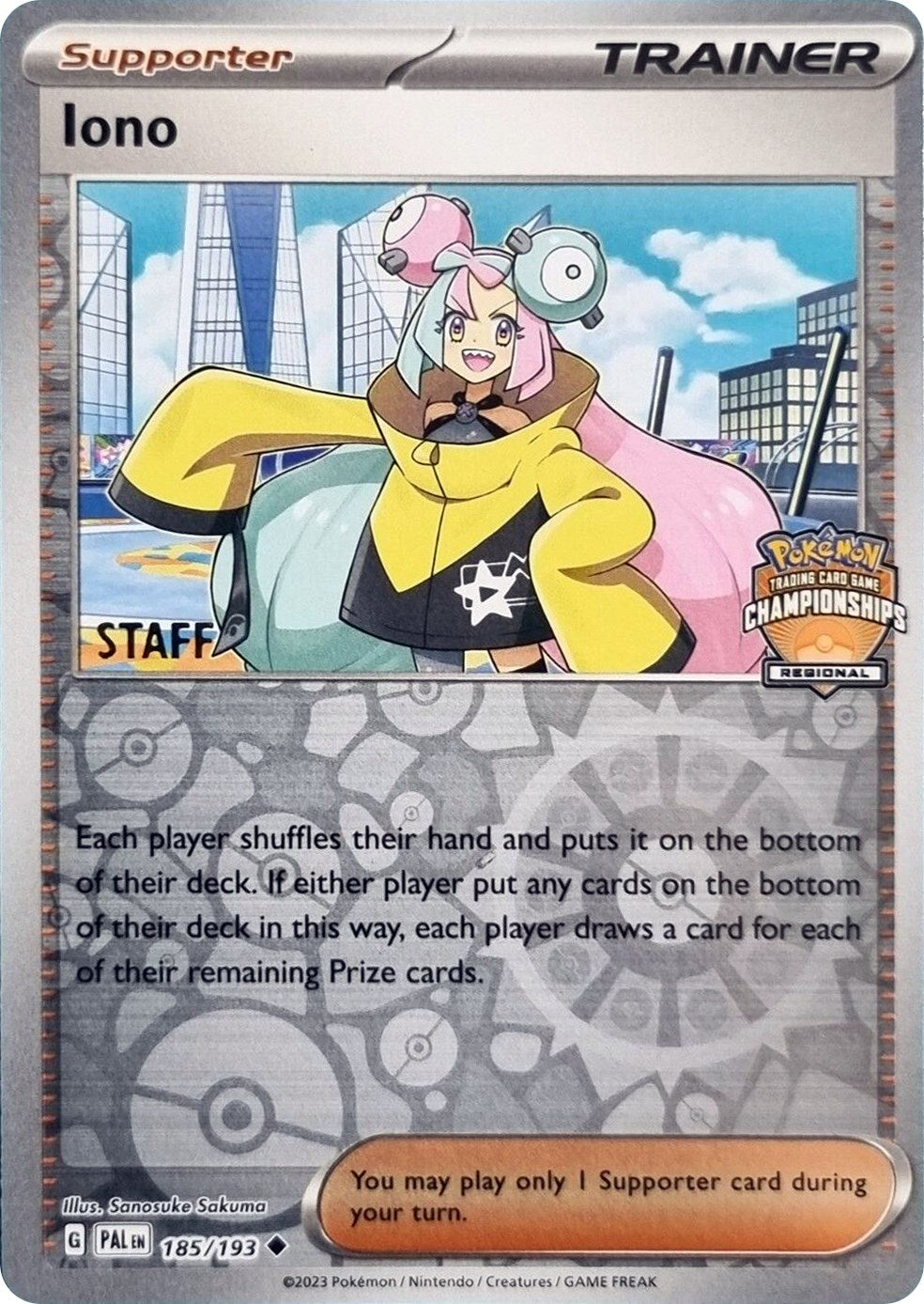 Iono (185/193) (Regional Championships Promo Staff) [League & Championship Cards] | Good Games Cannington