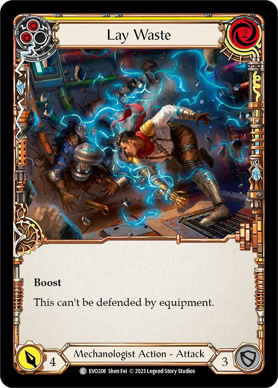 Lay Waste (Yellow) [EVO208] (Bright Lights)  Rainbow Foil | Good Games Cannington