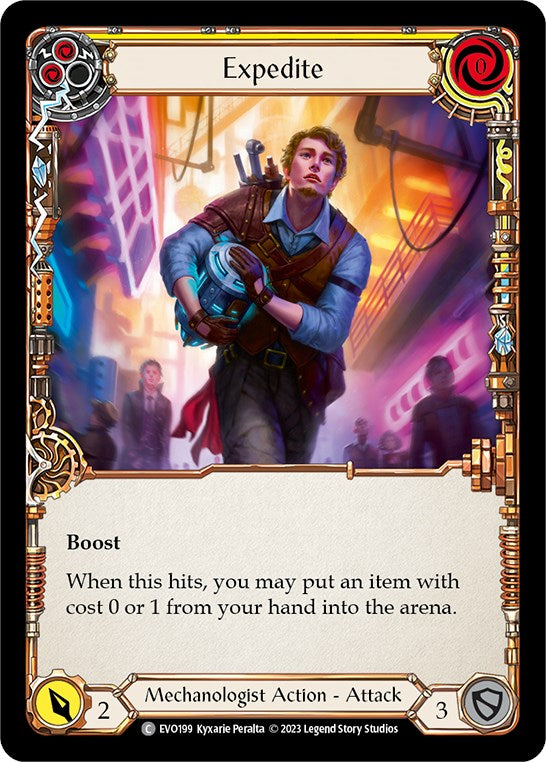 Expedite (Yellow) [EVO199] (Bright Lights)  Rainbow Foil | Good Games Cannington