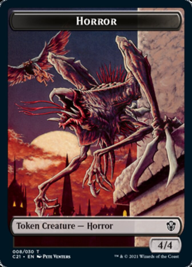 Zombie // Horror Double-Sided Token [Commander 2021 Tokens] | Good Games Cannington