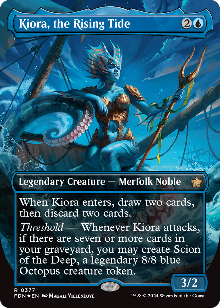 Kiora, the Rising Tide (Borderless) (Mana Foil) [Foundations] | Good Games Cannington