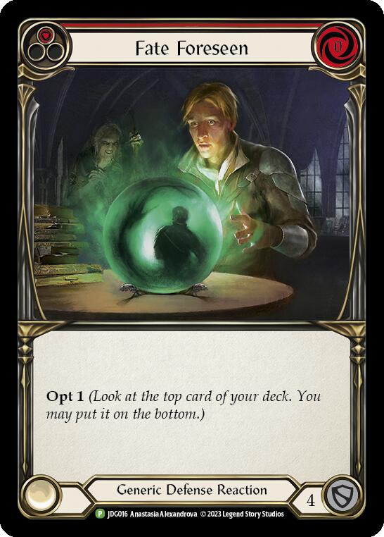 Fate Foreseen (Red) (Cold Foil) [JDG016] (Promo)  Cold Foil | Good Games Cannington