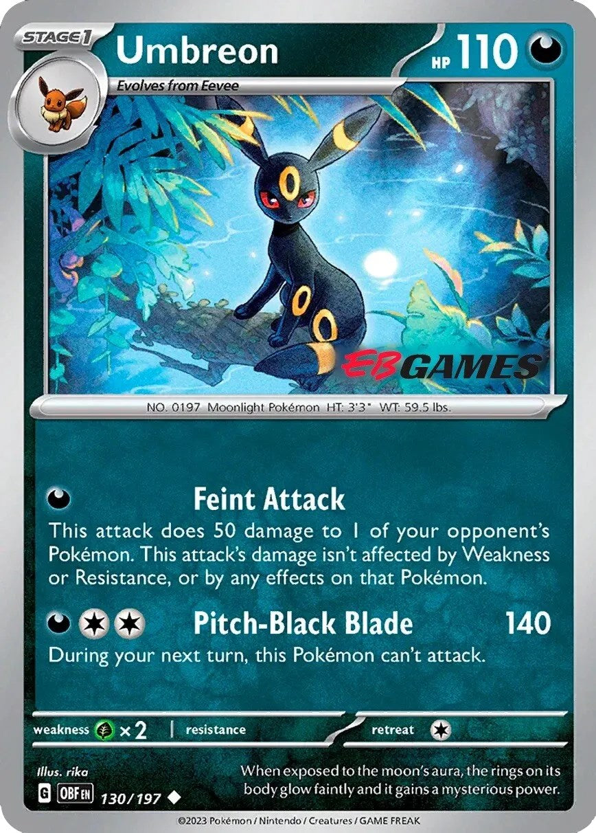 Umbreon (130/197) (EBGames Exclusive) [Scarlet & Violet: Obsidian Flames] | Good Games Cannington