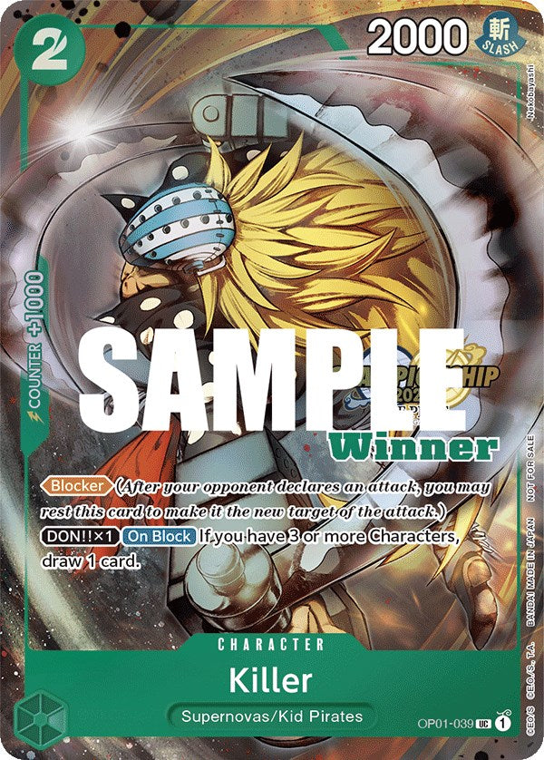 Killer (CS 2023 Top Players Pack) [Winner] [One Piece Promotion Cards] | Good Games Cannington
