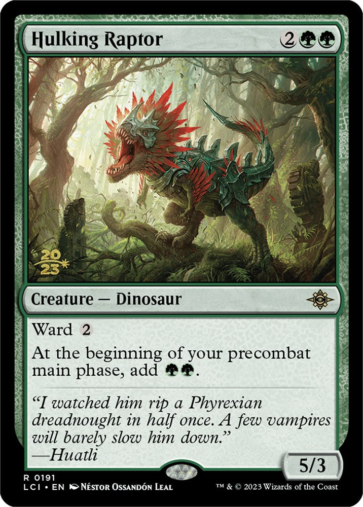 Hulking Raptor [The Lost Caverns of Ixalan Prerelease Cards] | Good Games Cannington