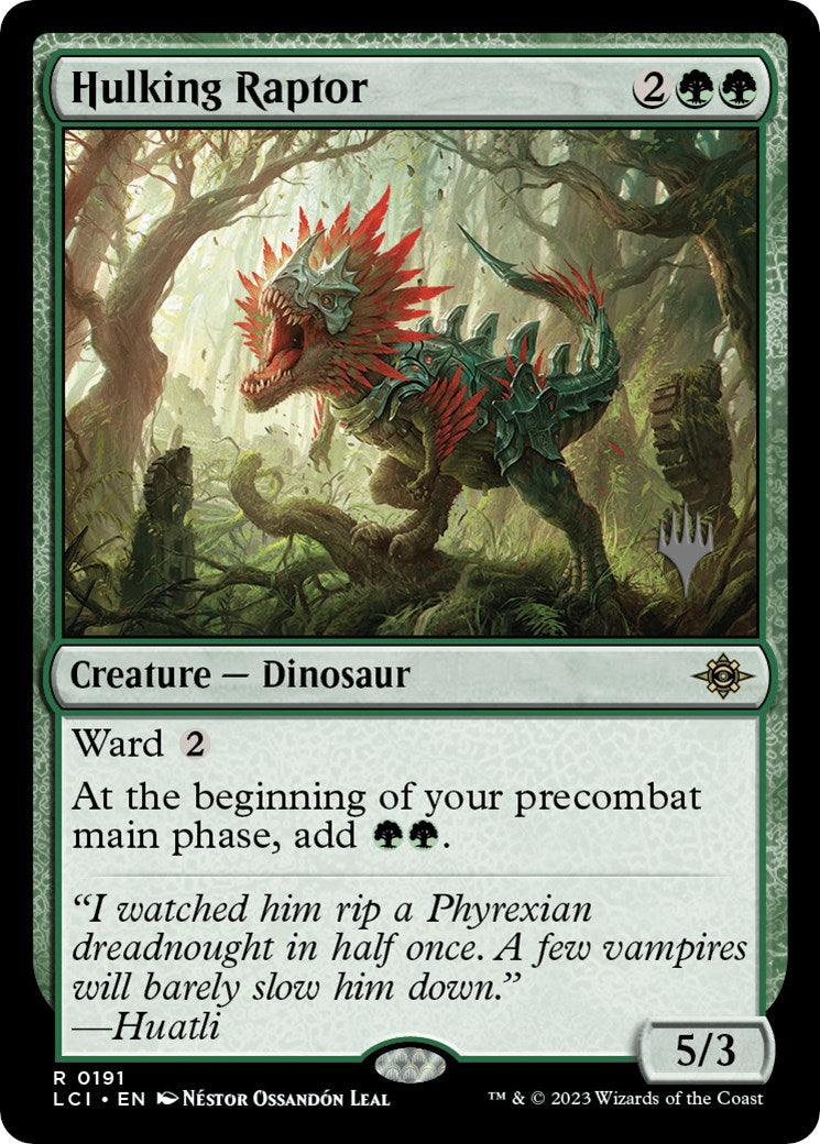 Hulking Raptor (Promo Pack) [The Lost Caverns of Ixalan Promos] | Good Games Cannington