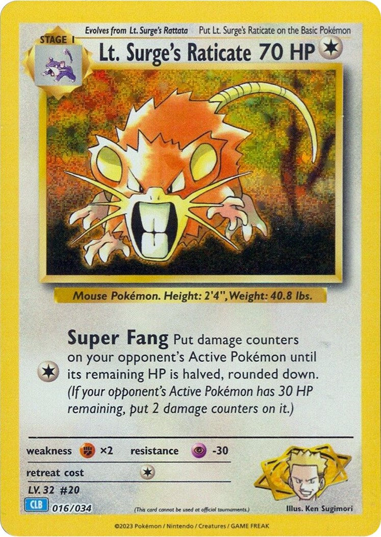 Lt. Surge's Raticate [Trading Card Game Classic] | Good Games Cannington