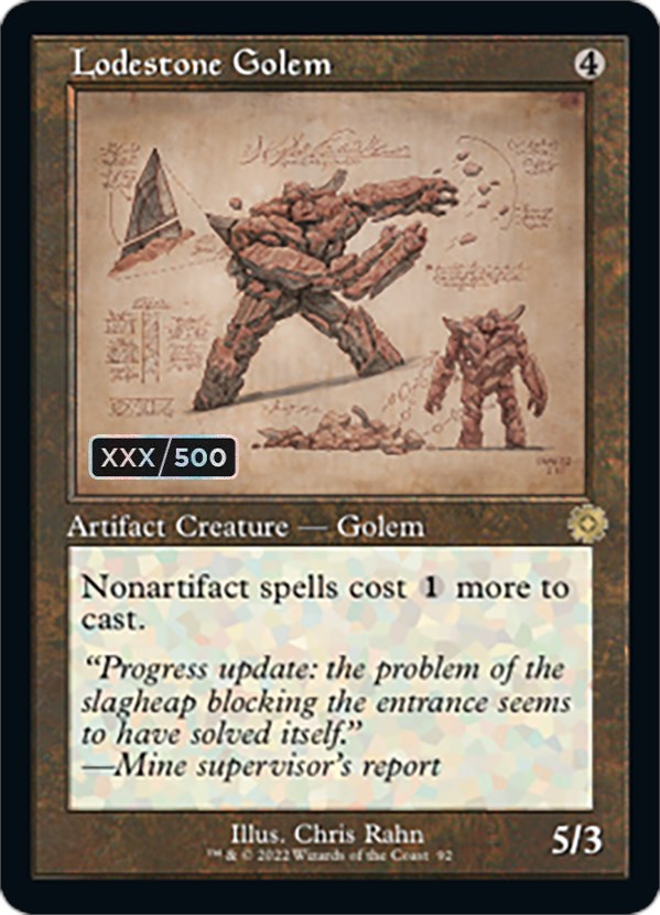 Lodestone Golem (Retro Schematic) (Serialized) [The Brothers' War Retro Artifacts] | Good Games Cannington