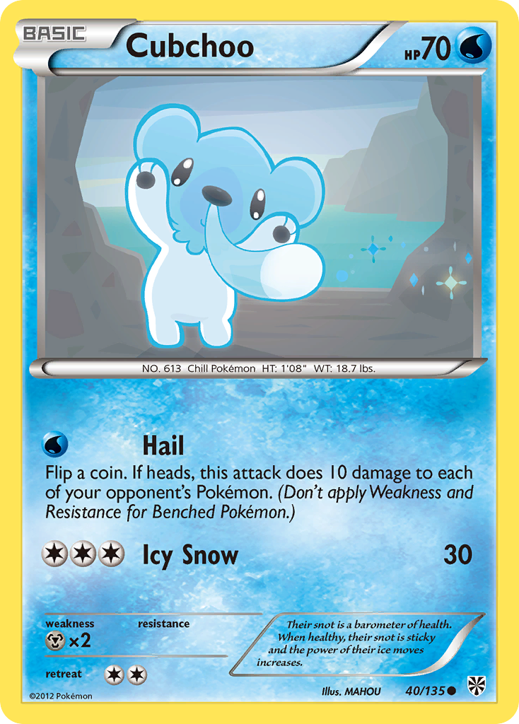 Cubchoo (40/135) [Black & White: Plasma Storm] | Good Games Cannington