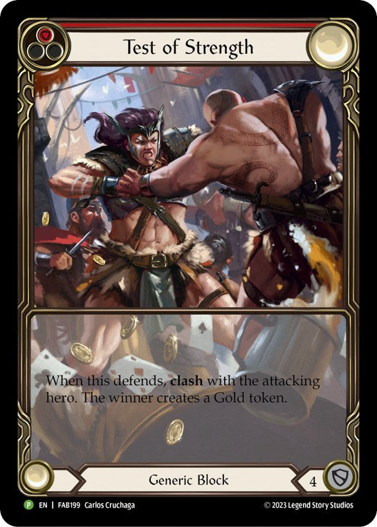 Test of Strength (Red) [FAB199] (Promo)  Rainbow Foil | Good Games Cannington