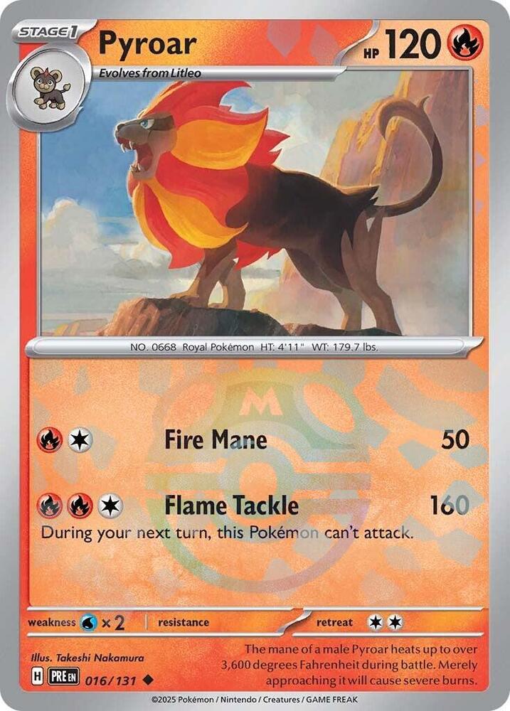 Pyroar Master Ball Pattern 016/131 (SV: Prismatic Evolutions)  - Holofoil | Good Games Cannington