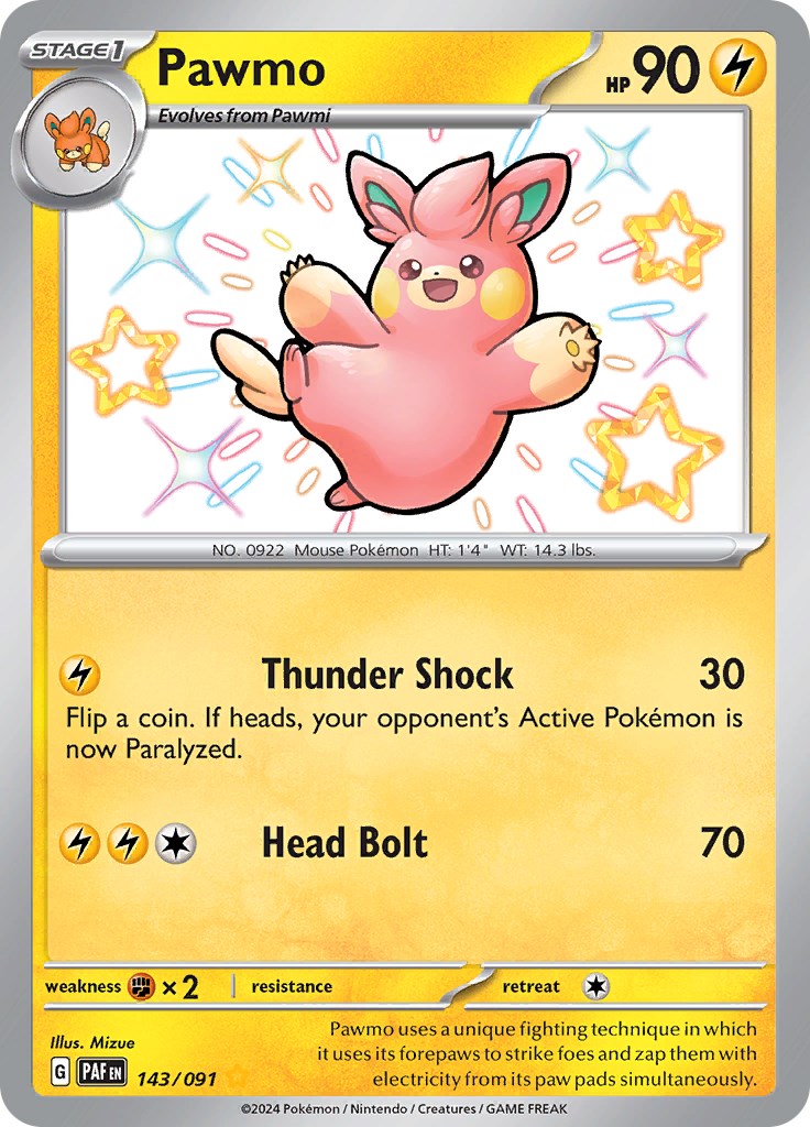 Pawmo (143/091) [Scarlet & Violet: Paldean Fates] | Good Games Cannington